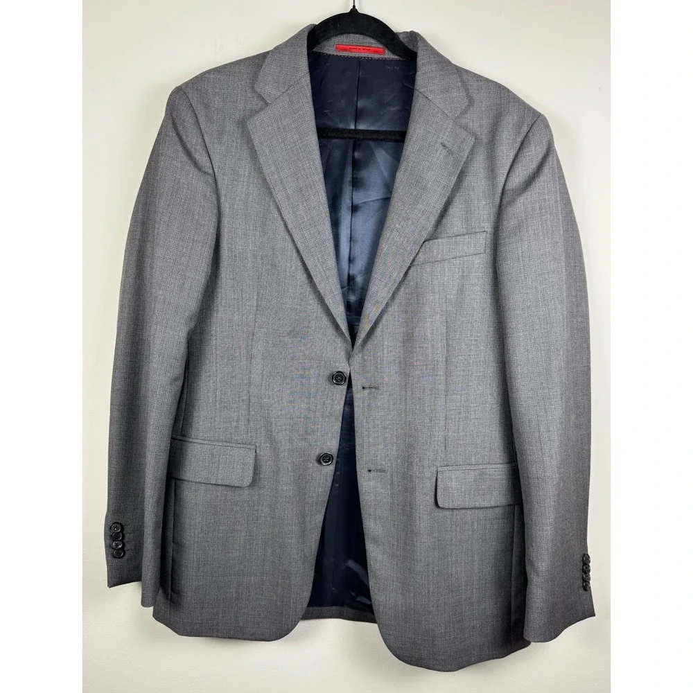 Carolina Herrera Mens Grey Two Button Blazer Jacket Made in Spain Size 42R